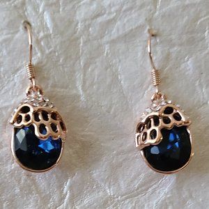 Rhinestone Gold Plated Earrings-Crystal Glass Earrings-Glitter Earrings